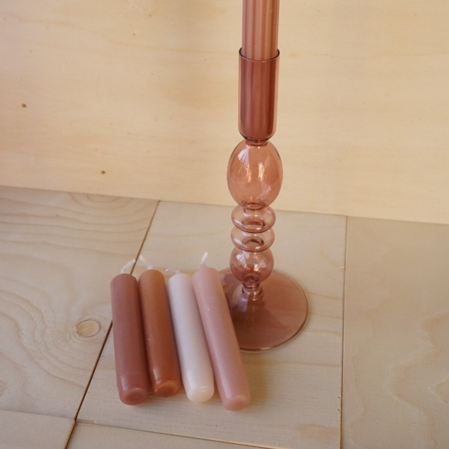 Kerzenleuchter aus Glas in rosa/kupferbraun